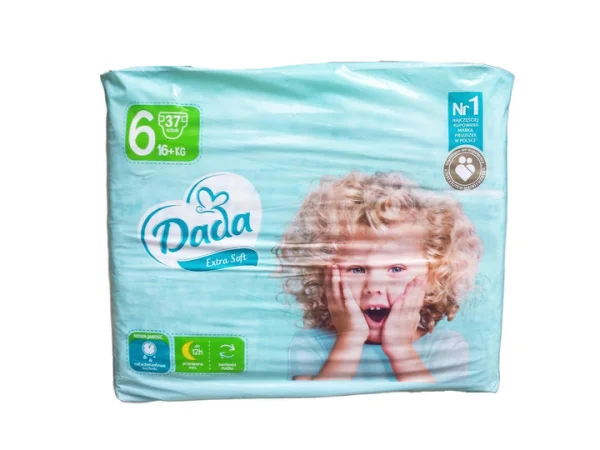 Підгузники з манжетами Суперабсорбуючі DADA 6 Extra Soft Дада памперси вага від 16+кг Гіпоалергенні 37шт - 1