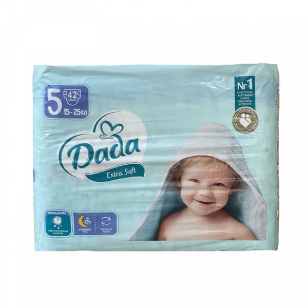 Підгузники з манжетами Суперабсорбуючі DADA 5 Extra Soft Дада памперси вага від 15-25+кг Гіпоалергенні 42шт - 1