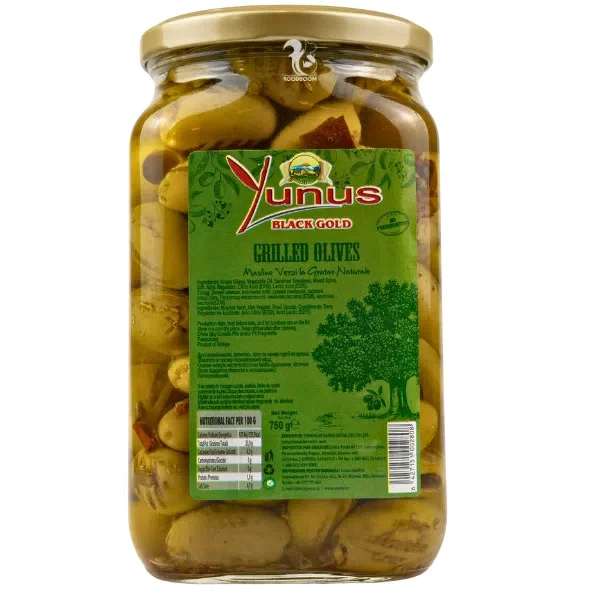 Оливкі Голд Грільовані натуральні Yunus Black Gold Grilled Olives naturale Юнус Чорне Золото Гріль Банка 750г - 1
