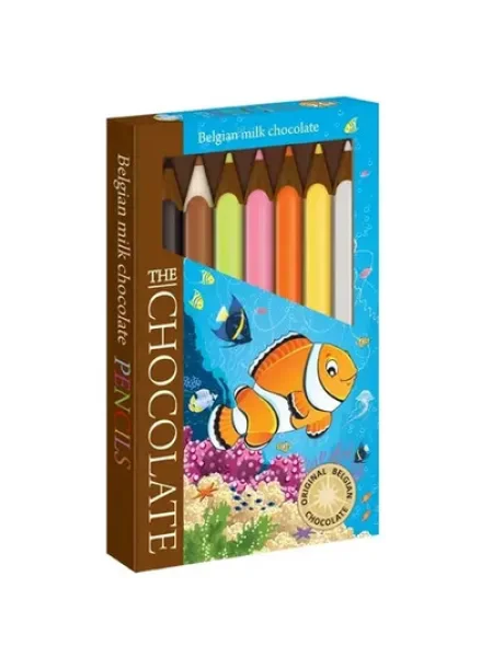 Олівці Шоколадні різнокольорові TheChocolate Pencils Belgium Gift Box Fish Бельгійський шоколад Молочний 7 Кольорів Рибка 100г - 1