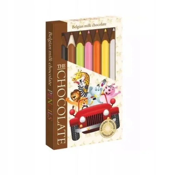 Олівці Шоколадні різнокольорові TheChocolate Pencils Belgium Gift Box Car Бельгійський шоколад Молочний 7 Кольорів Машинка 100г - 1
