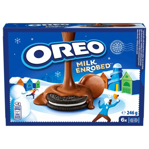 Печиво сендвіч Oreo Milk Enrobed Орео подвійне Полите шоколадним Молочним кремом 6шт Коробка 246г - 1