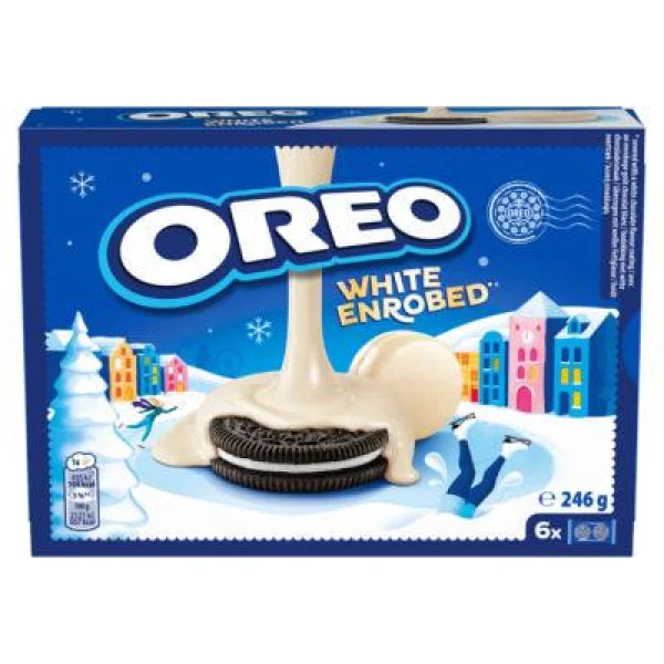 Печиво сендвіч Oreo White Enrobed Орео подвійне Полите Білим шоколадним Молочним кремом 6шт Коробка 246г - 1