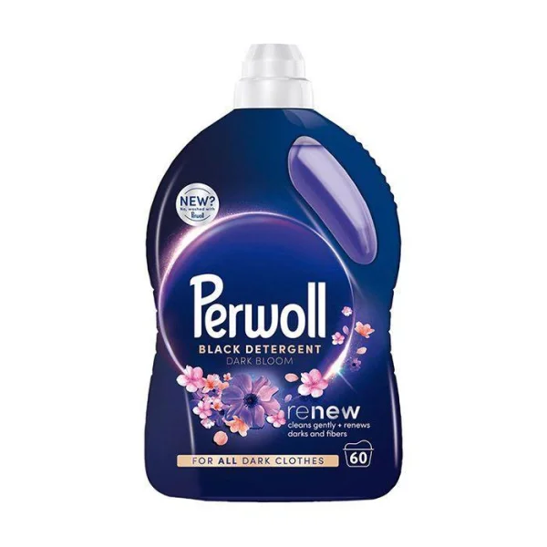 Гель для прання Чорних тканин Perwoll Black Detergent Renew Gently Dark Bloom Effect Перволь Відновлення Кольорів 60прань 3000мл - 1