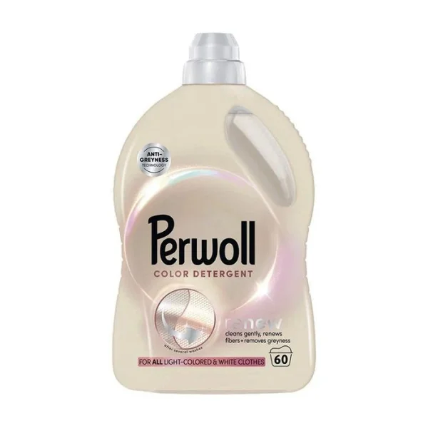 Гель для прання Світлих тканин Perwoll Color Detergent Renew AntiGreyness Перволь від Вицвітання Потускніння Кольор 60прань 3000мл - 1