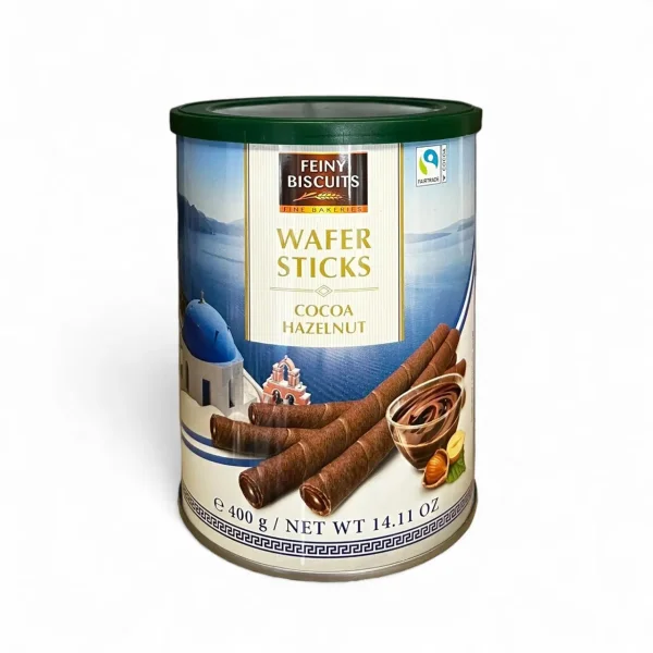 Вафельні трубочки Шоколадні Feiny Biscuits Wafer Sticks Cocoa Hazelnut Фейні Бісквіти з шоколадно-горіховим кремом Банка 400г - 1