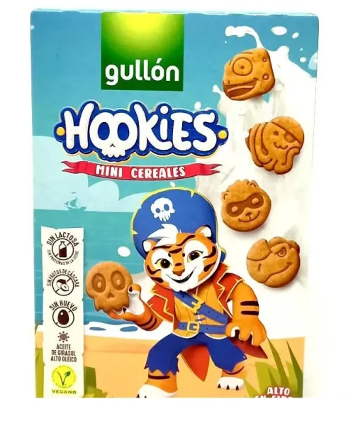 Дитяче печиво Безлактозне Фігурне Gullon Hookies mini Cereals Гуллон міні Пластівці Злакові мультяшні Герої Коробка 250г - 1