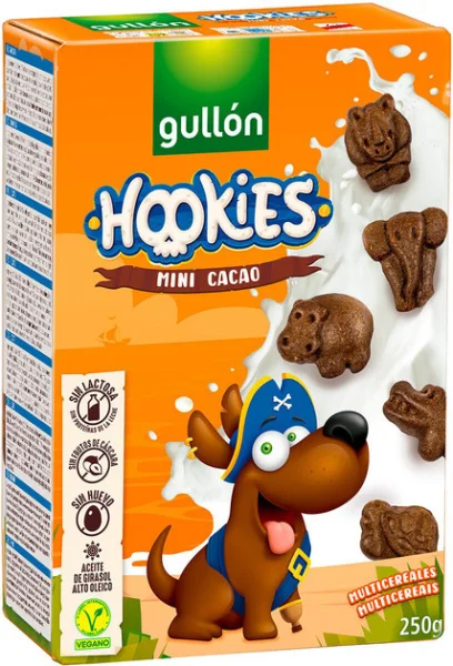 Дитяче печиво Безлактозне Фігурне Gullon Hookies Cacao mini Cereals Гуллон міні Пластівці Злакові мультяшні Герої Коробка 250г - 1