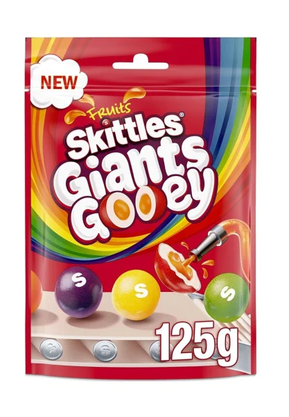 Драже шоколадне Skittles Giants Gooey Chocolate Скітлз Липкі Гіганти з різнобарвним покриттям Пакет 125г - 1