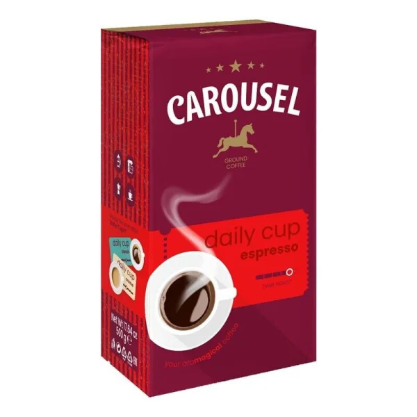 Кава мелена Carousel Daily Cup Espresso Ground Coffee Dark Roast Карусел суміш Арабіка та Робусти темна прожарка Пачка 500г - 1