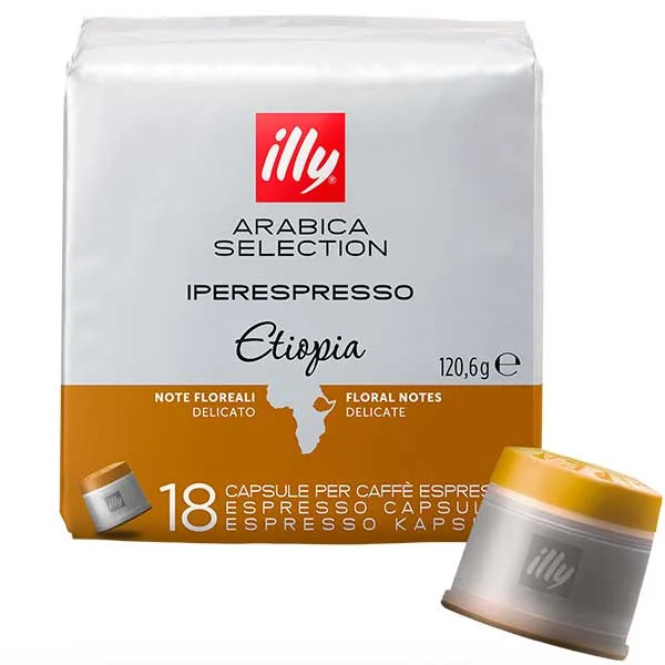 Кава мелена Капсули Illy Arabica Selection Etiopia Iperespresso Delicato Floral notes Іллі Арабіка ноти Квітів Делікат 18шт 120г - 1