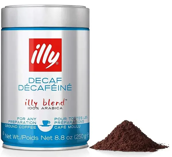 Кава мелена без Кофеїну Illy Decaffeinato Ground Blend 100% Arabika Іллі Декафеінато Арабіка метал Банка 250г - 1