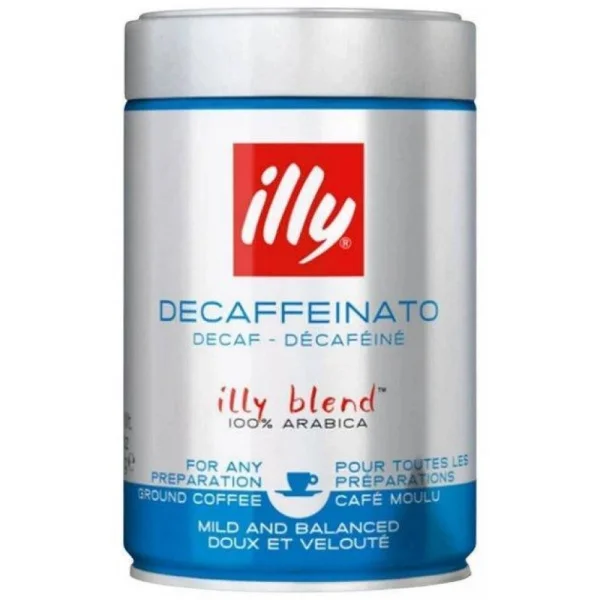 Кава мелена без Кофеїну Illy Decaffeinato Ground Blend 100% Arabika Іллі Декафеінато Арабіка метал Банка 250г - 2