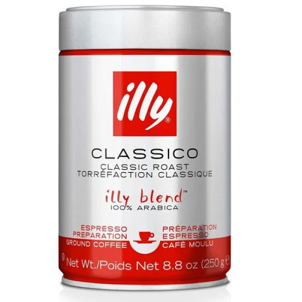 Кава мелена Illy Classico Roast Classic Blend 100% Arabika Ground Coffebeans Іллі Классік Арабіка метал Банка 250г - 1