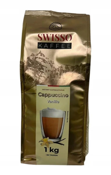Капучіно розчинний Swisso cappuchino Vanille Instant KaffeeGetrank Coffee Свіссо Ванільний крем 80порцій Пакет 1кг - 1
