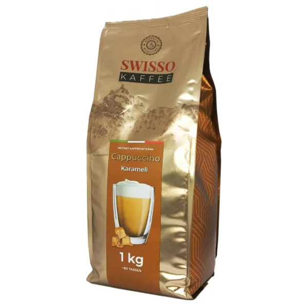 Капучіно розчинний Swisso cappuchino Karamell Instant KaffeeGetrank Coffee Свіссо крем Карамель 80порцій Пакет 1кг - 1
