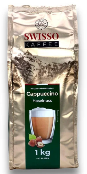 Капучіно розчинний Swisso cappuchino Hazelnuss Instant KaffeeGetrank Coffee Свіссо кремом горіхів фундук 80порцій Пакет 1кг - 1