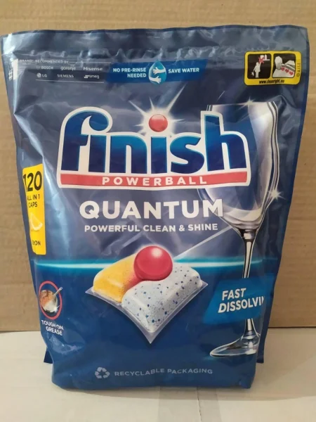 Таблетки для Посудомийних машин Finish Quantum Powerballs Clean&Shine Fast Dissolving Фініш Квантум Швидкорозчинні 120шт 1900г - 1