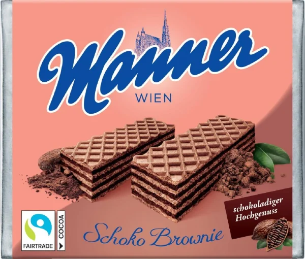 Вафлі сендвіч Шоколадні Manner Wien Schoko Brownie Маннер ВІденьські з какао-кремом 4шт 75г - 2