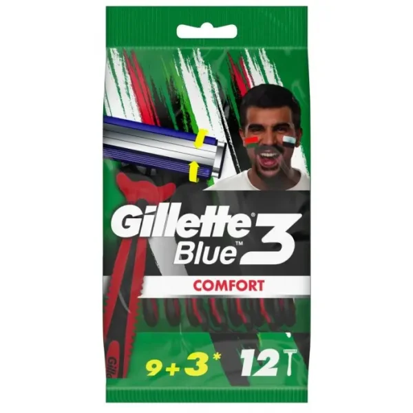Бритви для гоління Чоловічі Gillette Blue3 Comfort Джілет Блу Комфорт одноразові Змащувальна змужка КомфортГель 3 леза 12шт - 1