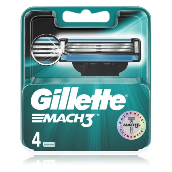 Касети Леза змінні Бритви для гоління Чоловічі Gillette Mach3 Cartrige Джілет Картріджі одноразові Змащувальна змужка 3леза 4шт - 1