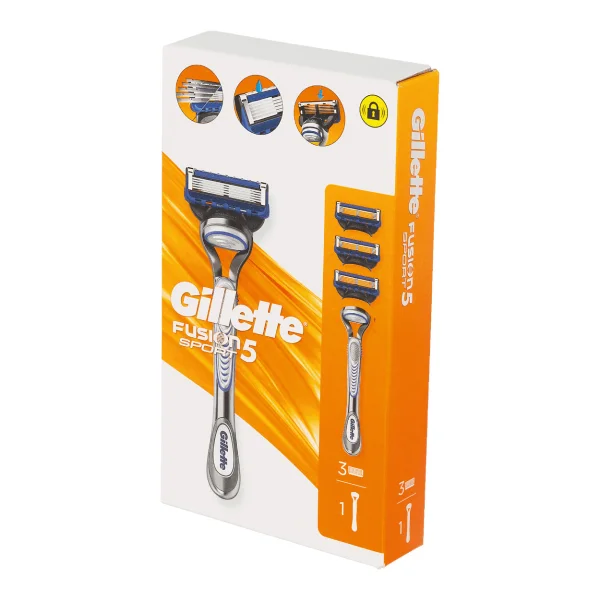 Набір Бритва для гоління та Касети Чоловіча Gillette Fusion5 Sport Джілет Фьюжин Спорт Змащувальна змужка 5лез 3шт - 1