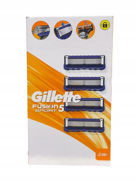 Касети Леза змінні Бритви Чоловічі Gillette Fusion5 Sport Cartrige Джілет Картріджі одноразові Змащувальна змужка 5лез 4шт - 1