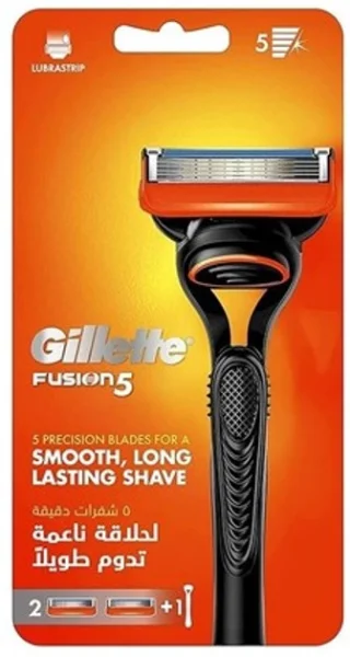 Набір Бритва для гоління та Касети Чоловіча Gillette Fusion5 Long lasting Shave Джілет Фьюжин Змащувальна змужка 5лез 2шт - 1