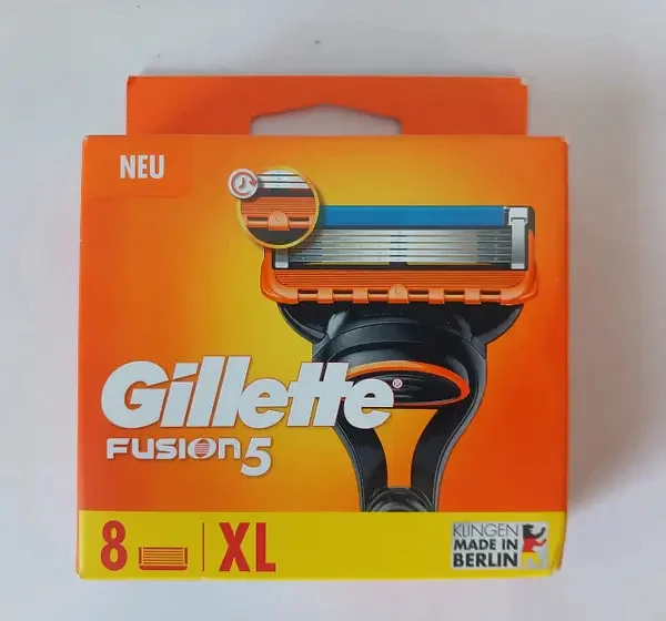 Касети Леза змінні Бритви Чоловічі Gillette Fusion5 Cartrige Джілет Фьюжн5 Картріджі одноразові Змащувальна змужка 5лез 8шт - 1