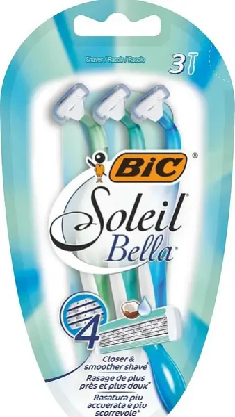 Бритви для гоління Жіночі Bic Soleil Bella Бік Белла Солейл станки одноразові Змащувальна змужка 4леза 3шт - 1