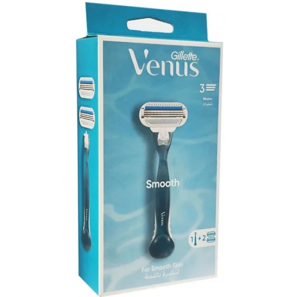 Бритва для гоління Жіноча Gillette Venus Smooth Вінус Гладенька шкіра одноразова Змащувальна змужка 3леза 2касети 1шт - 1