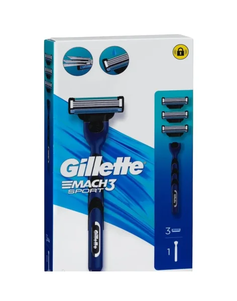 Набір Бритва для гоління та Касети Чоловіча Gillette Mach3 Sport Джілет Спорт Змащувальна змужка 3леза 3шт - 1