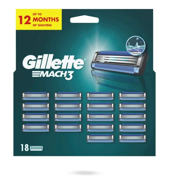 Касети Леза змінні Бритви для гоління Чоловічі Gillette Mach3 Cartrige Джілет Картріджі одноразові Змащувальна змужка 3леза 18шт - 1