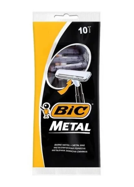 Бритви для гоління Чоловічі Bic Metal10 Бік Метал одноразові станки Змащувальна змужка 1лезо 10шт - 1