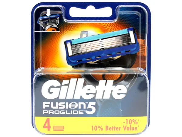 Касети Леза змінні Бритви Чоловічі Gillette Fusion5 ProGlide Джілет Фьюжн ПроГлайд Картріджі Змащувальна змужка 5лез 4шт - 1