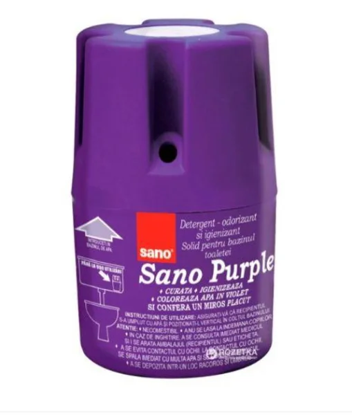 Засіб в Бачок для чищення та дезинфекції Унітазів Sano Detergent solid Odorant Purple Сано блок з Ароматизацією 900 змивань 150г - 1