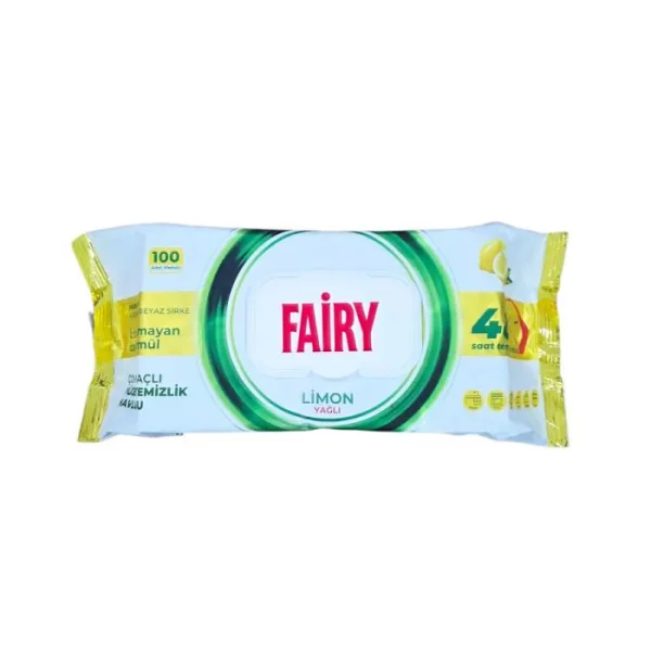 Вологі серветки для прибирання Універсальні Fairy Limon Yagli Фейрі з цитрусовим ароматом біорозкладні 100шт - 1