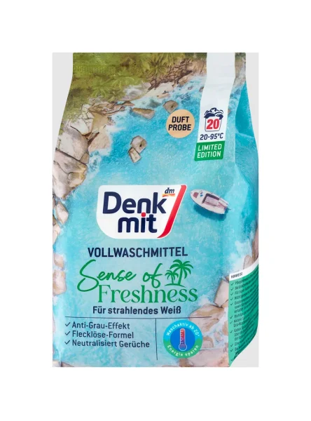 Порошок для прання Білих і світлих речей DenkMit Vollwaschmittel Pulver Sense of Freshness Денкміт Відчуття свіжості 20прань 1300г - 1