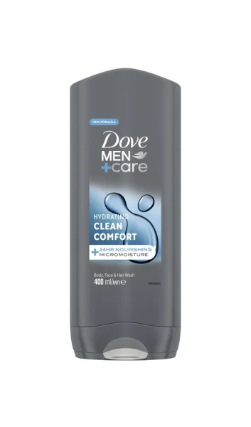 Шампунь та Гель для душа Зволожуючий Dove Men+Care Hydrating Clean Comfort 24h Micromoisture Дав чистий комфорт Живлення 400мл - 1