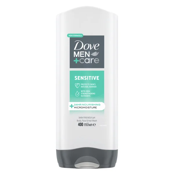 Шампунь та Гель для душа Чоловічий Сенсітів Dove Men+Care Sensitive 24h Micromoisture Дав для Чутливої шкіри 400мл - 1