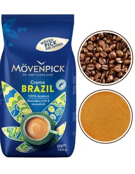 Кава в зернах Movenpick Crema Brazil 100% Arabica Medium Мовенпік Бразилія Крема Арабіка Середня міцність 750г - 1