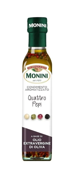 Оливкова олія Ароматизована приправа Monini Quattro Pepi Extra Vergine Olio di Oliva Моніні холодний віджим Чотири Перці 250мл - 1