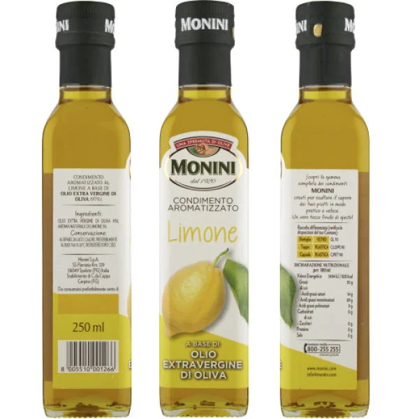 Оливкова олія Ароматизована приправа Monini Limone Extra Vergine Olio di Oliva Моніні Перший холодний віджим з Лимоном 250мл - 2