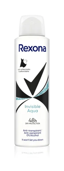 Жіночий аерозоль Антиперспірант Спрей Rexona Invisible Aqua Anti marks White&Yellow Stain 48h Рексона Невидимка Антиплями 150мл - 1
