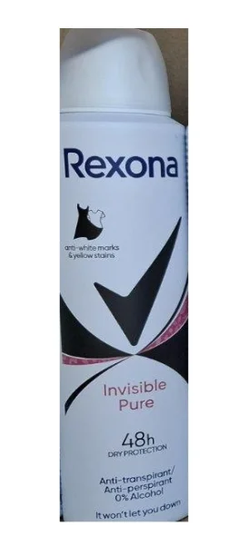 Жіночий аерозоль Антиперспірант Спрей Rexona Invisible Pure Anti marks White&Yellow Stain 48h Рексона Невидимка Антиплями 150мл - 1