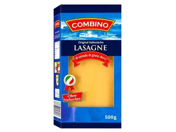 Листи для Лазаньї Combino Lasagne Durum wheat semolina No pre cooking Комбіно Лазанья з твердих сортів пшениці Готові 500г - 1