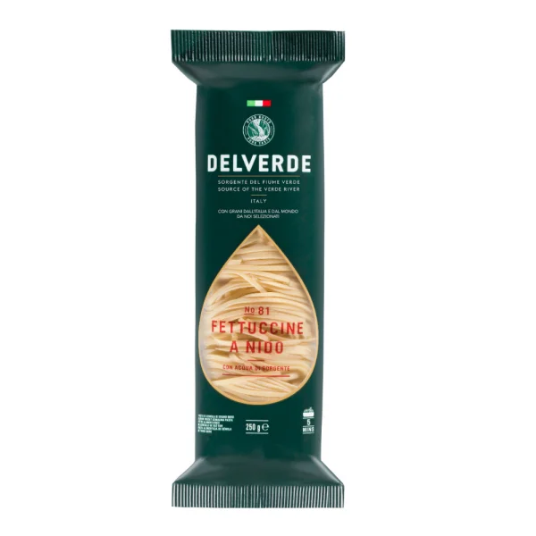 Макарони Феттучіні №81 Delverde Fettuccine a Nido Del Fiume Verde Дельверде Паста широка лапша довгі Смужки 250г - 1