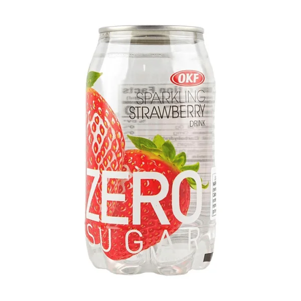 Напій газований освіжаючий Без Цукру OKF Sparkling Strawberry Zero Sugar Окф Ігриста Полуниця Баночка 350мл - 1