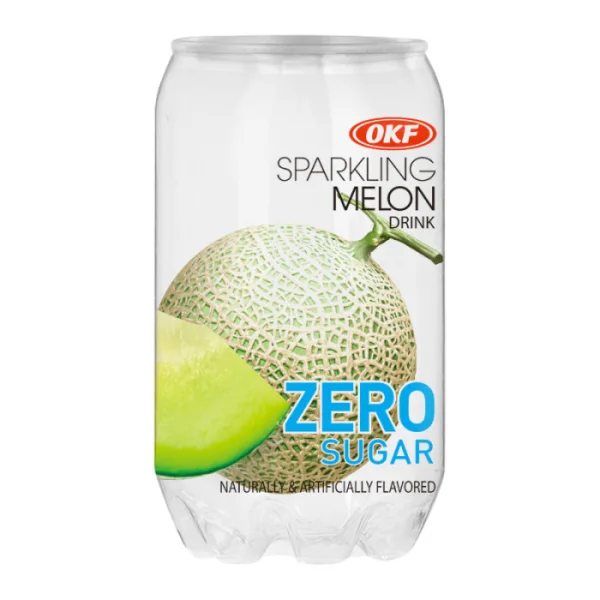 Напій газований освіжаючий Без Цукру OKF Sparkling Melon Zero Sugar Окф Ігриста Диня Баночка 350мл - 2
