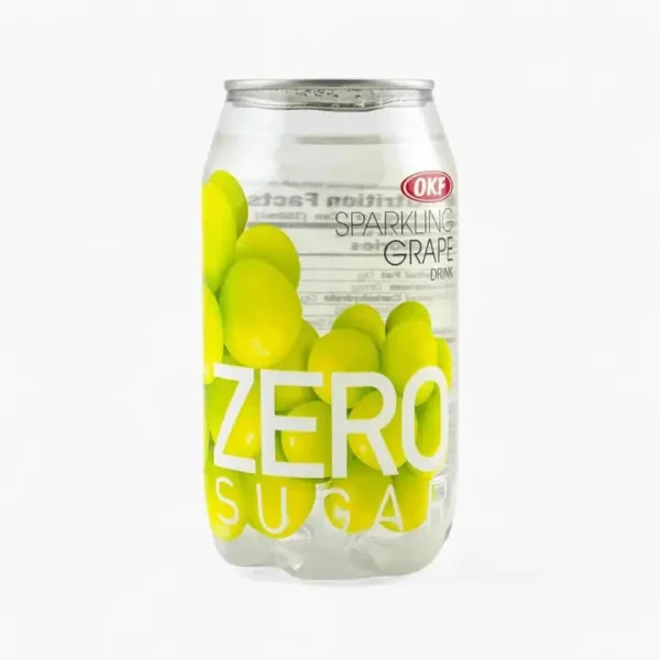 Напій газований освіжаючий Без Цукру OKF Sparkling Grape Zero Sugar Окф Ігристий зелений Виноград Баночка 350мл - 1